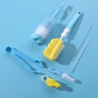 7pcs baby nipple milk bottle brushes sponge plastic cleaning set 360 degree sponge cleaner pacifier brush