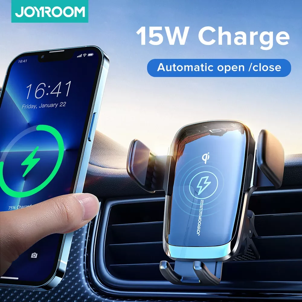 

Joyroom 15W Qi Car Phone Holder Wireless Car Charger Automatic Alignment Car Mount Air Vent Mount Car Charger Universal