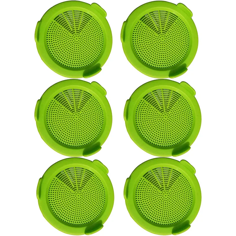 

6 Pack Sprouting Jar Strainer Lids - Wide Mouth Mason Jar Screen Sprouting Kit Lids - For Growing Bean, Broccoli