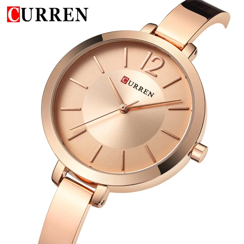 Часы CURREN женские наручные из нержавеющей стали под розовое золото 9012