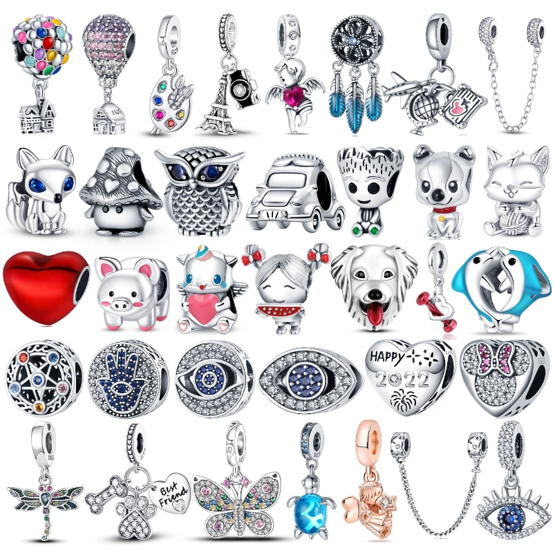 

Top Quality Silver Color Charms Fit Original Pandora Bracelet Necklace Animal Heart Shaped Charms Women DIY Jewelry Making