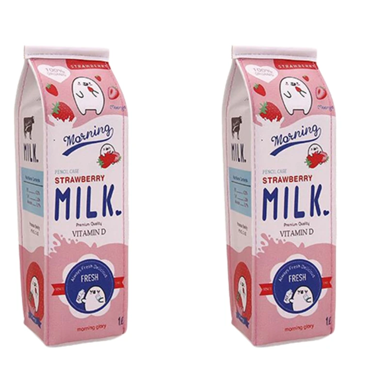 

Новый креативный карандаш с имитацией молока, 2 шт., искусственная кожа, милый пенал, канцелярский чехол для студентов, школьные принадлежности, красный цвет