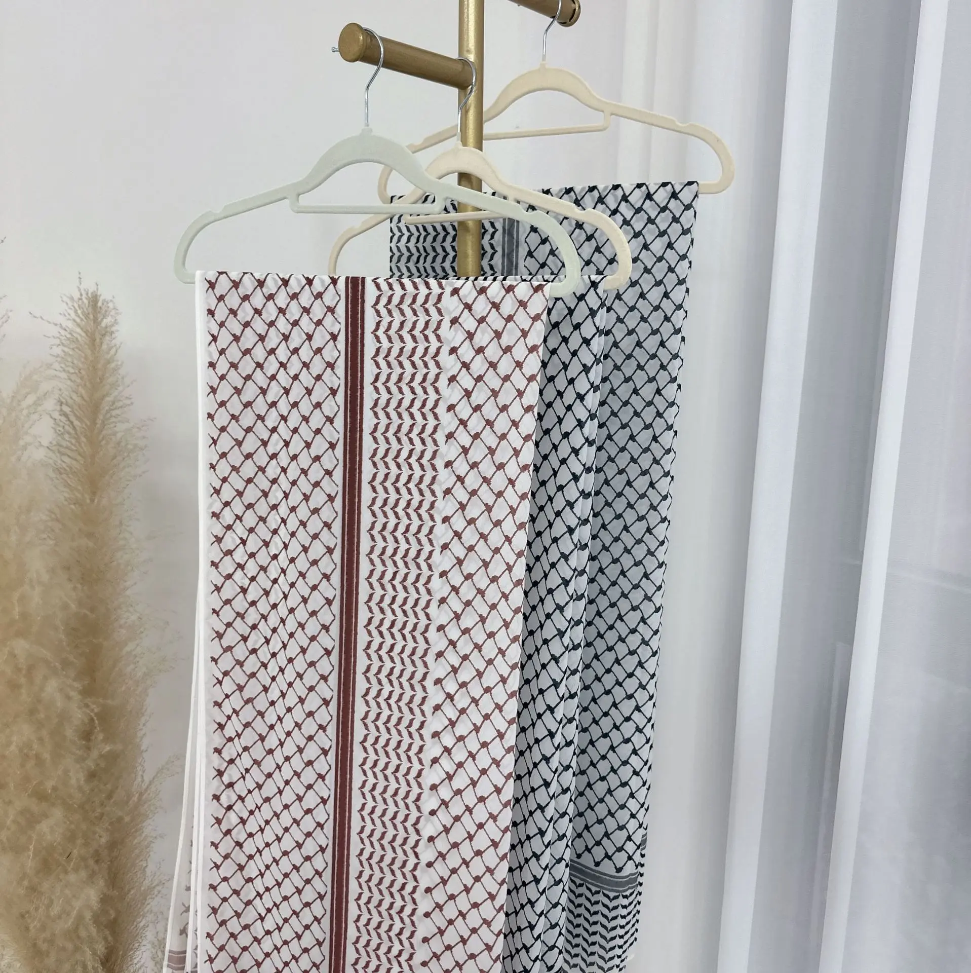 Палестинский шарф Keffiyeh с принтом шифоновый хиджаб повязка на голову коричневые