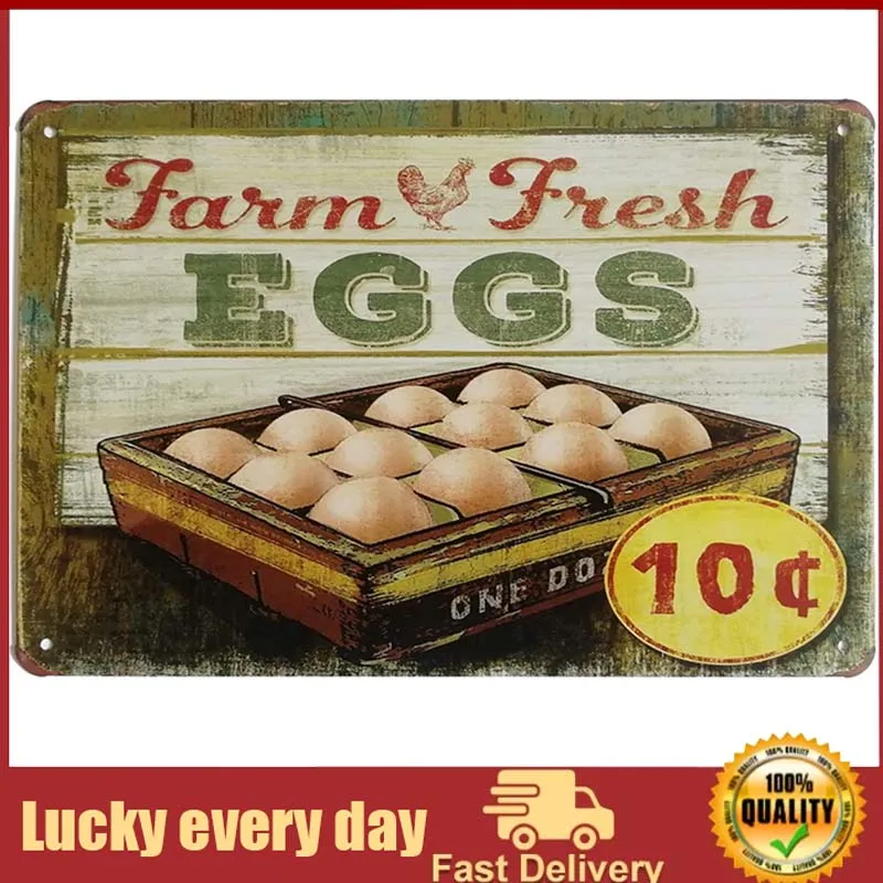 

Farm Fresh Eggs Metal Tin Sign Decor Art Chicken Coop Kitchen Cottage Farm vintage decor wall decor farmhouse home decor