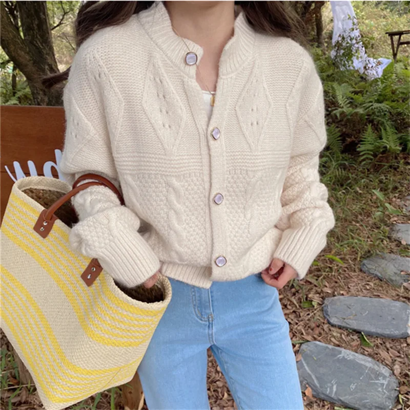 Вязаный кардиган в стиле ретро женское осенне-зимнее Новое корейское нижнее