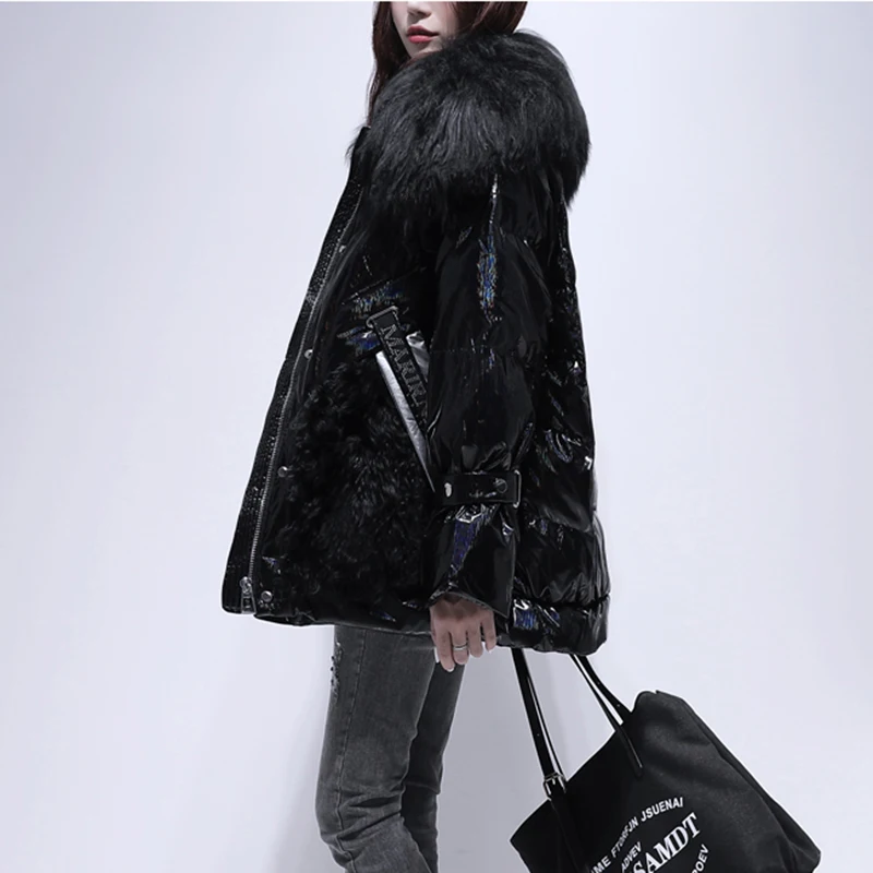 Short Down Jacket Coat Women New Winter Warm Jackets Wool Collar White Duck Down Parka Overcoat Abrigo Mujer fur hooded white