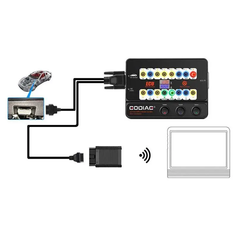 Фото GODIAG GT100+ OBDII Breakout Box: Коннектор для ЭБУ с поддержкой CANBUS и отображением электронного тока, вилка стандарта США №3