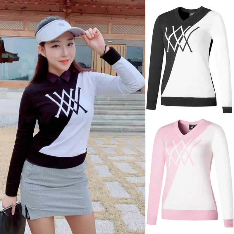 

New golf sweater women's top thickened warm autumn and winter golf clothing women's knitted sweater