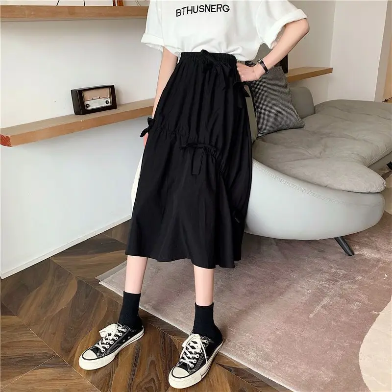 

Linen Skirt Women's Summer New Female Midi Length Solid Color Wild Irregular Pleated Fishtail Skirt Ladies All-match Skirts G203