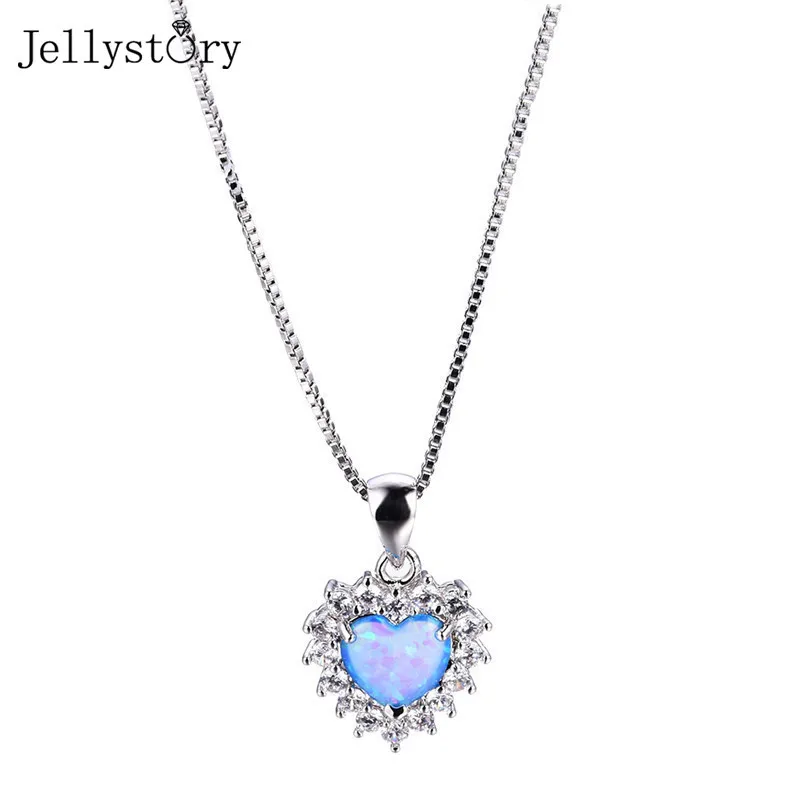

Jellystory 925 Sterling Silver Opal Necklace For Women Simple Heart Pendant 27mm Wedding Anniversary Fine Jewelry 2022 Trend