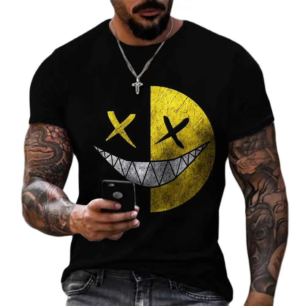 

Funny Xoxo Smiling Face Graphic 3d Printed T-shirts Street Fashion Casual Sports Shirt Male O-neck Oversized Men T-shirt Tops