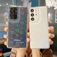 laser lover heart transparent fashion cell phone for samsung galaxy s21 fe s21 s21ultra s21 plus protector cute back cover coque