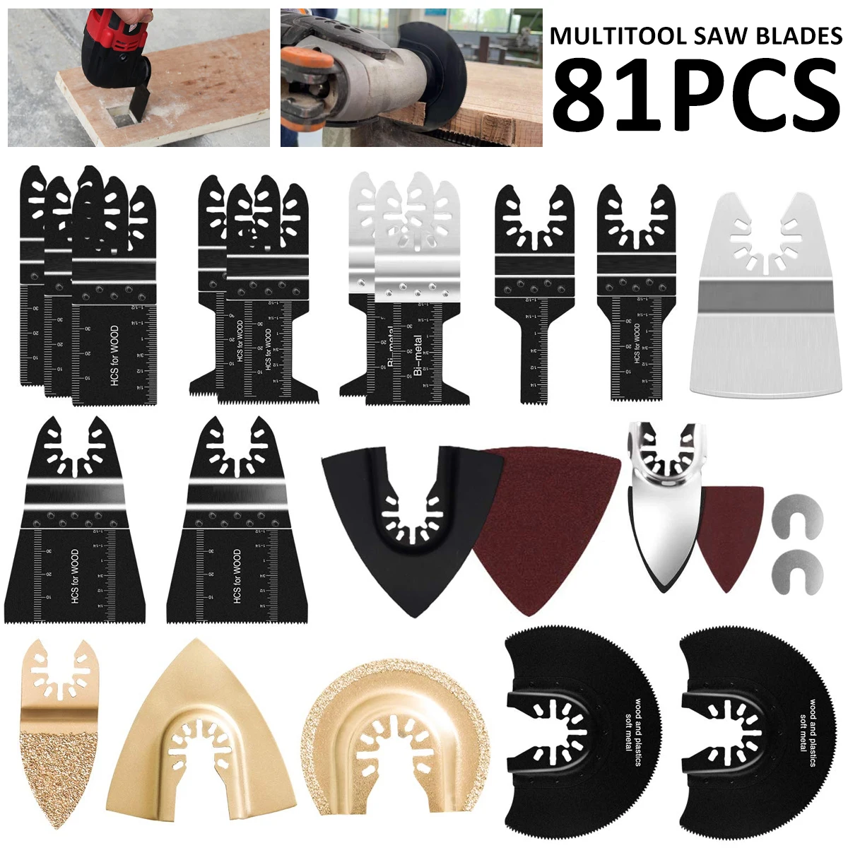 

81Pcs Oscillating Saw Blades High Carbon Steel Cutter Oscillating Multi Tool DIY Universal Metal Wood Plastic Cutting Saw Blades