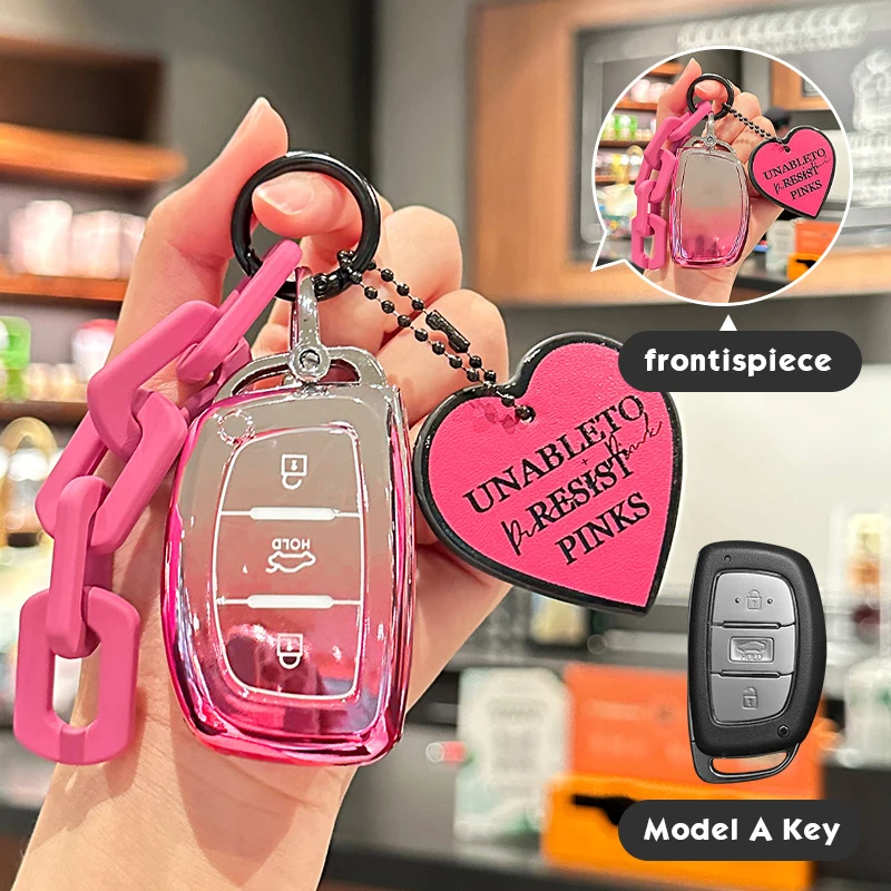 

Розовый ТПУ для Hyundai Ix25 Ix35 Ix45 Tucson Sonata Rena Creta Verna Solaris Mistra Elantra Accent 3-кнопочный чехол для автомобильного ключа, брелок