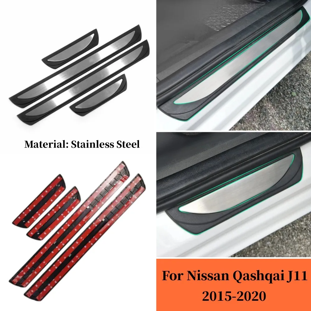 

For Nissan Qashqai J11 SUV 2015-2020 Stainless Steel Side Door Sill Protector Threshold scuff Plate Welcome Pedal Cover Trim