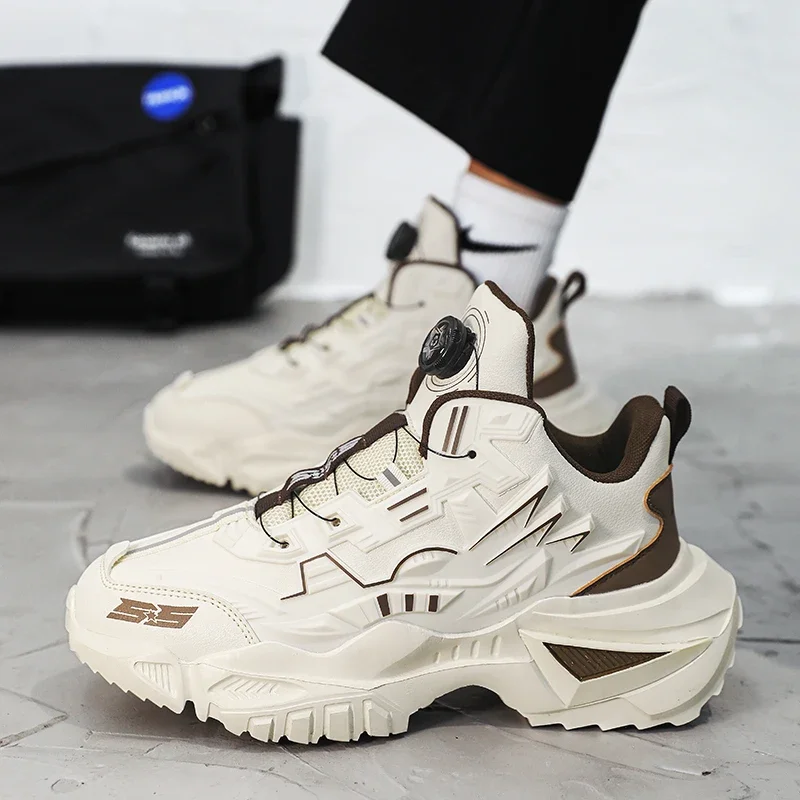 Кожаные туфли для папы Mech с вращающейся пряжкой универсальная и удобная толстая