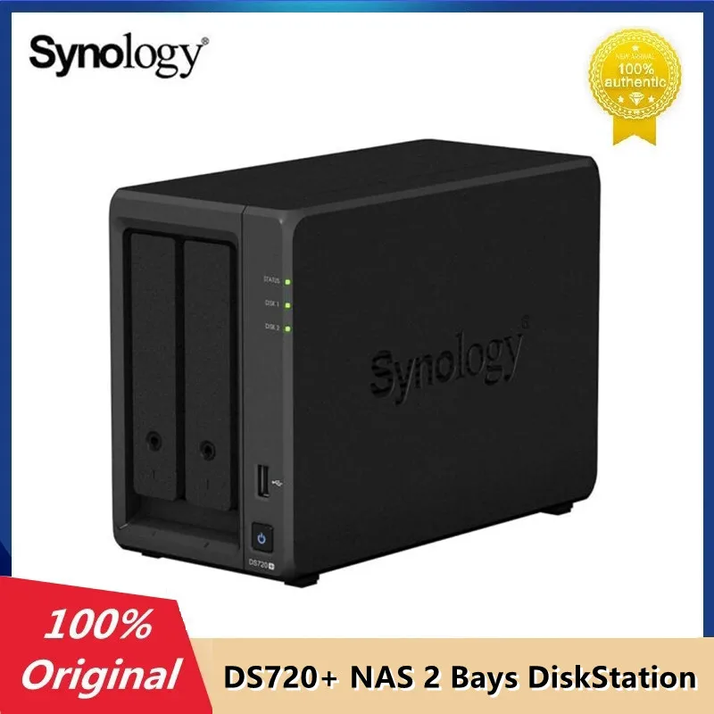 Original Synology DS720+ NAS 2 Bays DiskStation Network Cloud Storage Server 2G RAM SATA3 NAS (Diskless) Black