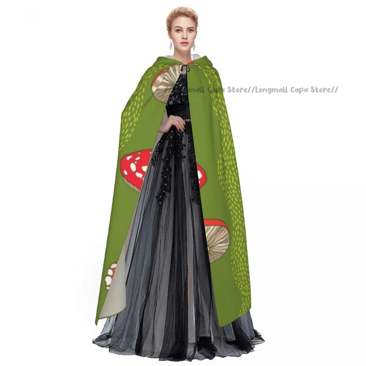 Женская накидка с капюшоном красная в полоску