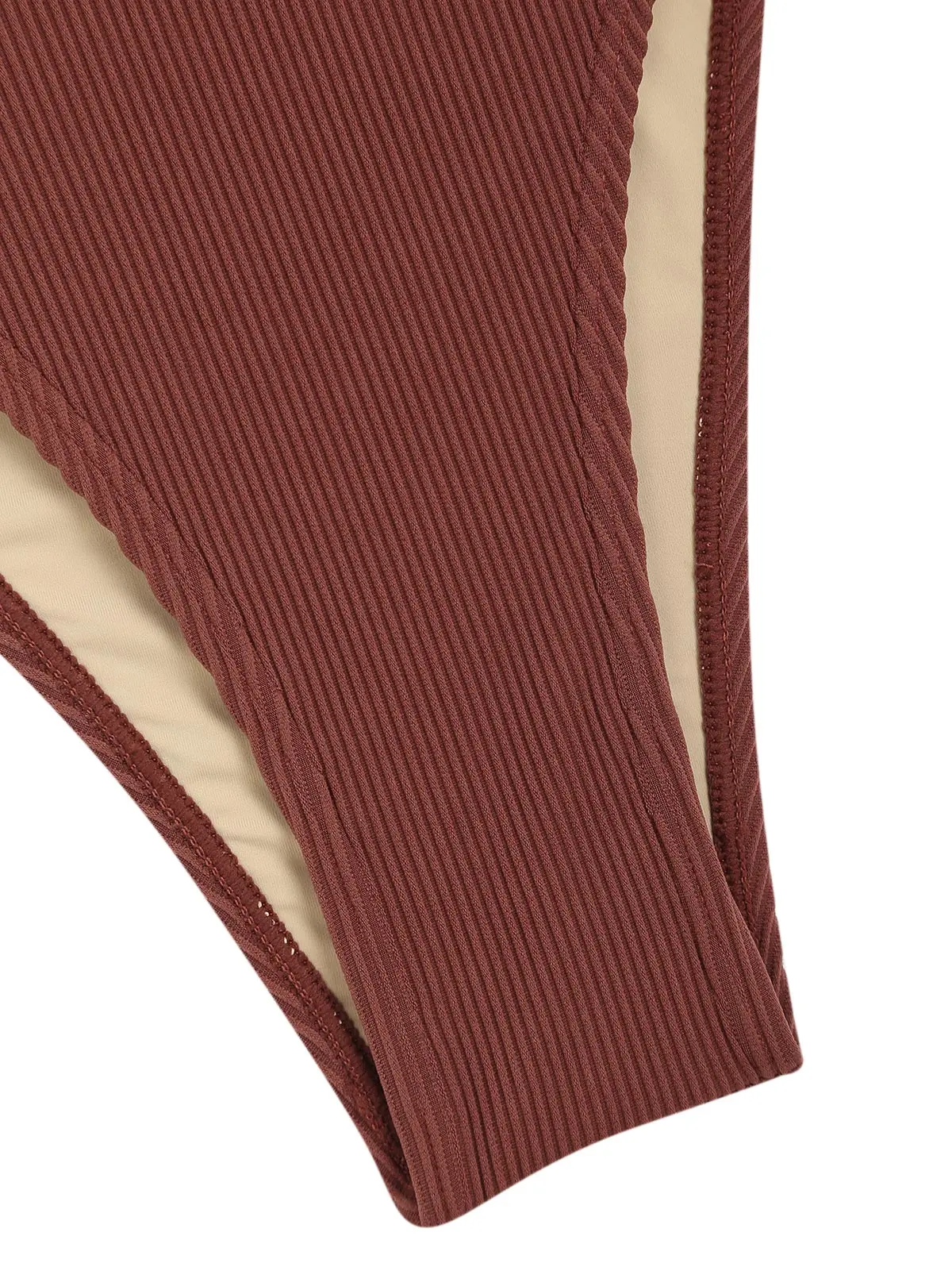 ZAFUL женский комплект бикини-бандо с v-образным вырезом и высокими штанинами