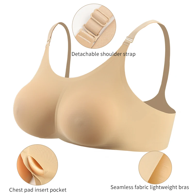2014 Round Shape Silicone Fake Breast Forms Push Up Seamless One Piece Bra for Crossdresser Shemale Drag Queen
