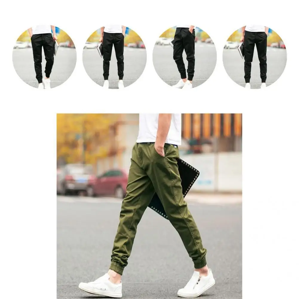 

Stylish Sports Pants Cropped Bottoms Men Trousers Simple Patch Trousers