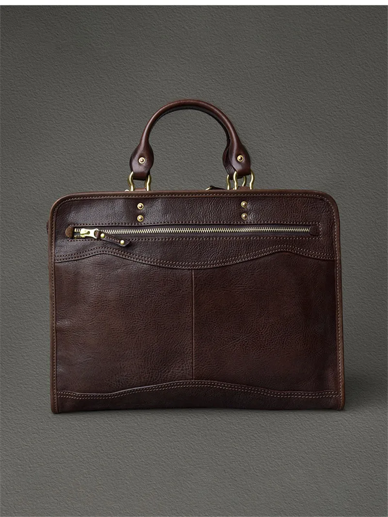 PNDME casual luxury natural genuine leather laptop briefcase business real cowhide handbag office work 13 inches messenger bag