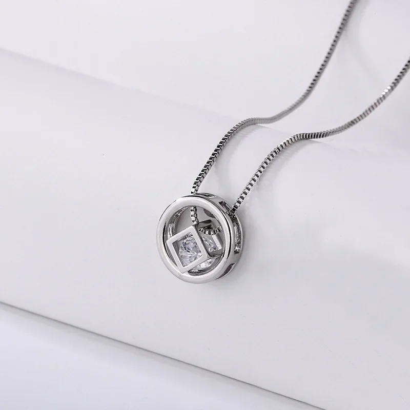 Кулон в виде кубика Рубика Женская серебряное ожерелье модное ювелирное