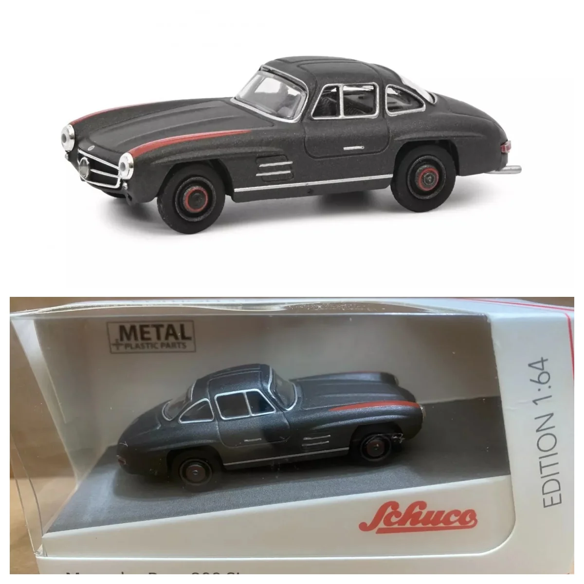 1/64 SCHUCO MB 300 SL CUSTOM DULL DARK GRE литая под давлением модель автомобиля коллекция