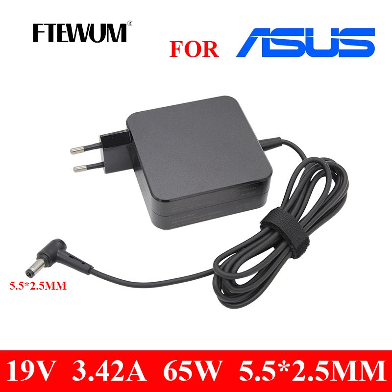 

FTEWUM 19V 3.42A 65W 5.5*2.5mm EU AC Charger Laptop DC adapter ADP-65DW For ASUS x450 X550C x550v w519L x751 Y481C Power Supply