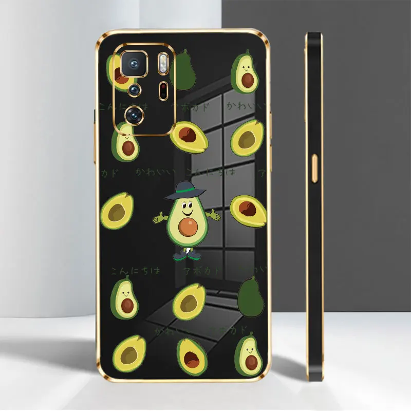 

Case Funda for Xiaomi Redmi Note 8 9 10 11 9a 11s 9S Max 10T Protection Style Gold Plating Celular Avocado Kiwi Fruit Summer