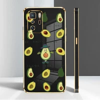 case funda for xiaomi redmi note 8 9 10 11 9a 11s 9s max 10t protection style gold plating celular avocado kiwi fruit summer