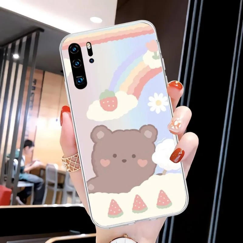 Мультяшный милый чехол для телефона с медведем Huawei P20 P40 Lite P30 Pro P Smart 2019 Nova 3e 6 Se