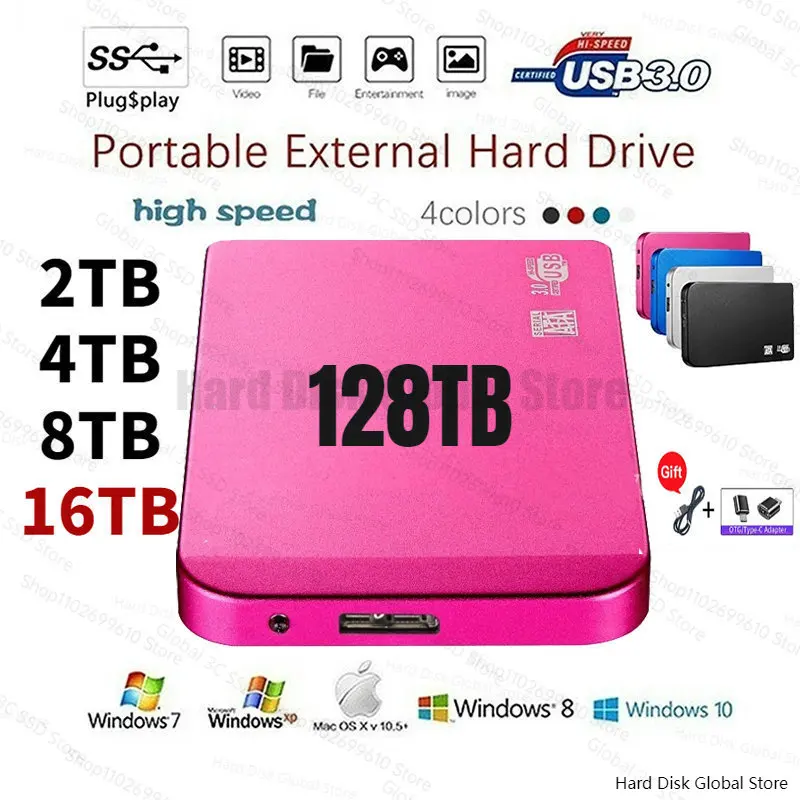 1TB Portable Ssd 128TB Big storage External Solid State Disk Type-C Compatible for Notebook/PC Desktop External Hard Disk