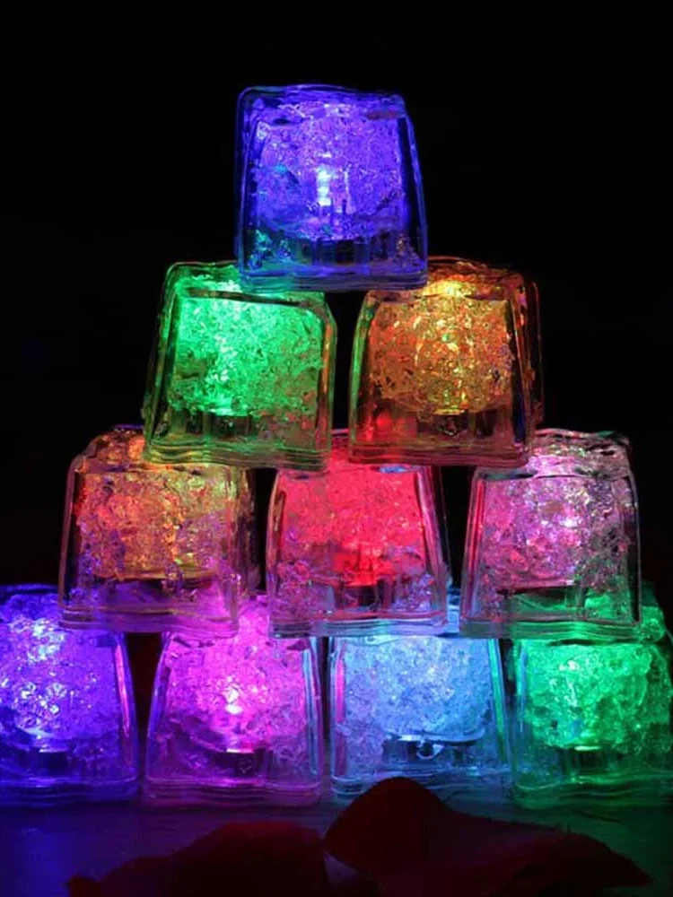 6/12pcs Ice Cubes Glowing Party Ball Flash LED Light Home Decor Luminous Neon Wedding Festival Christmas Ornament Party Supplies