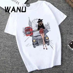 Новое поступление, модная футболка с принтом для девушек, женские футболки в стиле Харадзюку с круглым вырезом, летние женские футболки с коротким рукавом