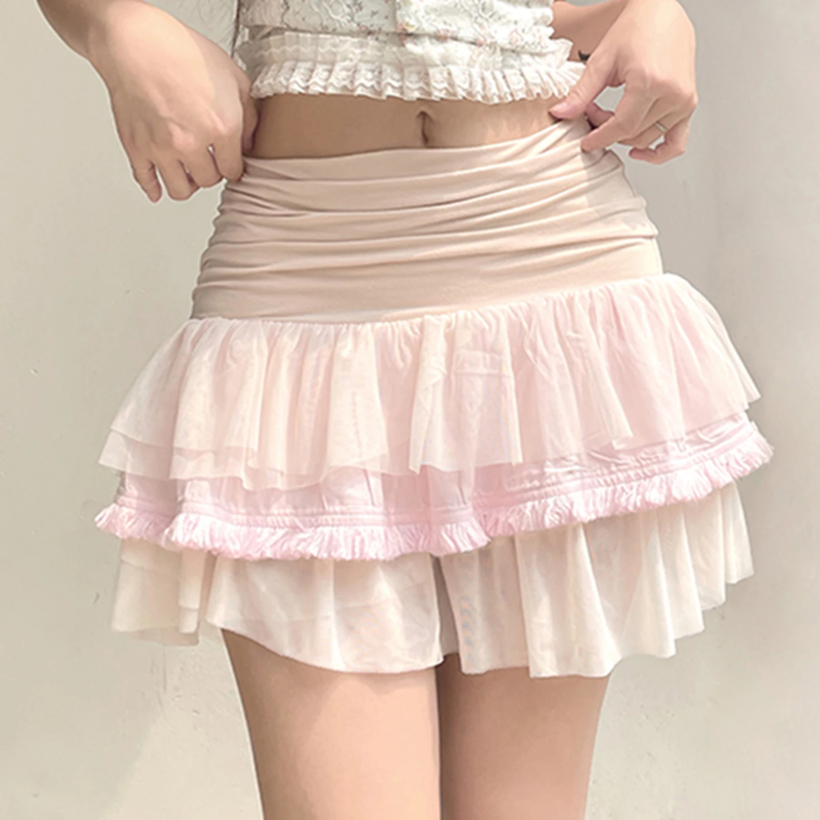 

Женская облегающая плиссированная мини-юбка, многослойная женская короткая юбка, контрастный цвет, винтажный стиль, наряд для отпуска со средней талией