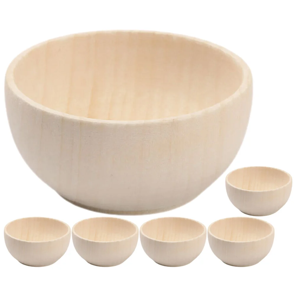 

5 Pcs Home Accents Decor Small Bowl DIY Crafts Wood Bowls Unpainted Miniature Wooden Drawing Unfinished Child