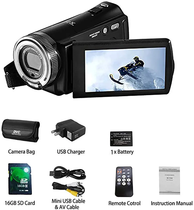 

Digital Camcorder Video Camera full hd Ordro HDV-V12 1080p Infrared Night Vision Camera with 16G SD Card