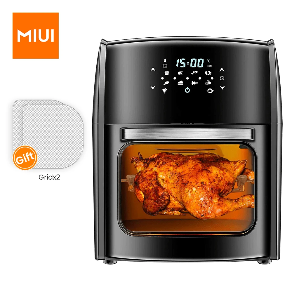 MIUI 10L/12.7QT Electric Air Fryer Oven MI-CYCLONE Rotisserie Dehydrator LED Large Capacity Chicken Frying Machine 5in1