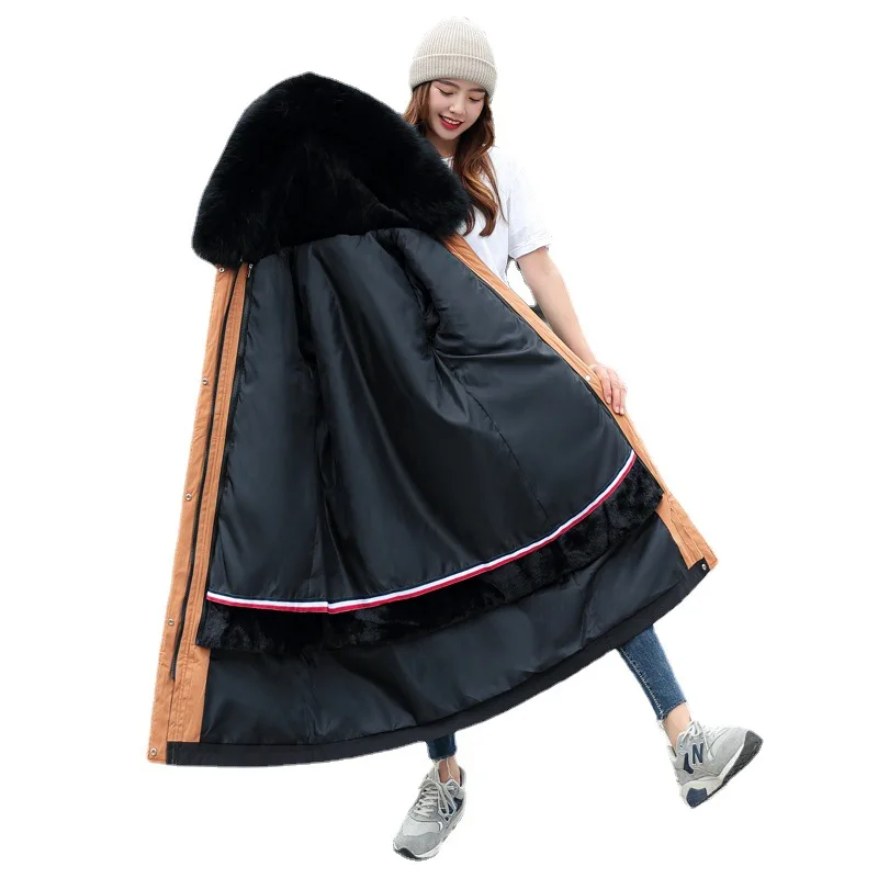 Plus Size Womens Hooded Length Parka Jacket Winter Thickening Warm Outwear Fashion Oversized Boutique Female Cotton Padded Coat
