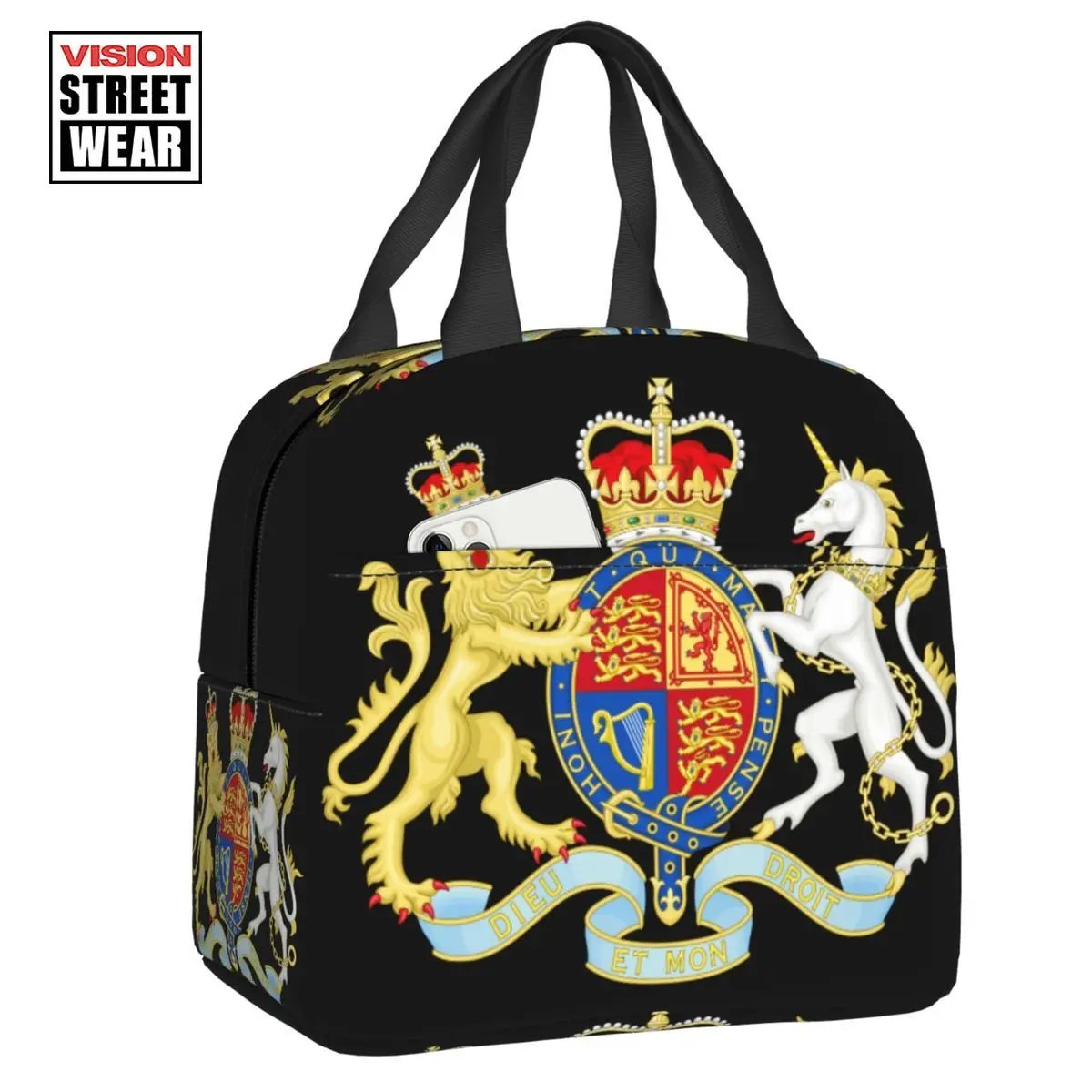 

Новинка 2023, индивидуальный Королевский герб Великобритании, сумка для ланча, Женский охлаждающий Термоизолированный Ланч-бокс для студентов и школ