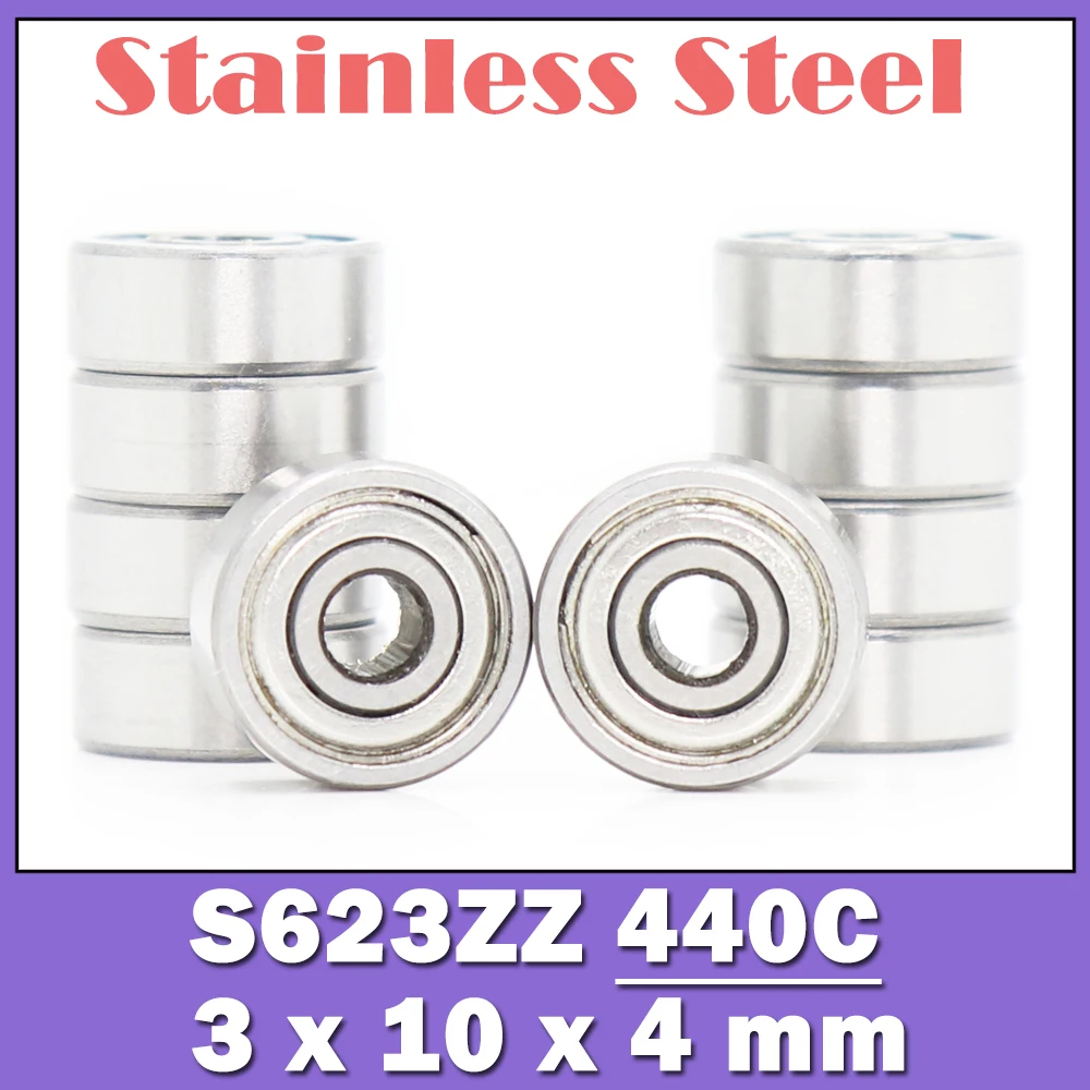 S623ZZ подшипник 3*10*4 мм (10 шт.) 440C ролик из нержавеющей стали S623Z S623 Z ZZ, шариковые подшипники