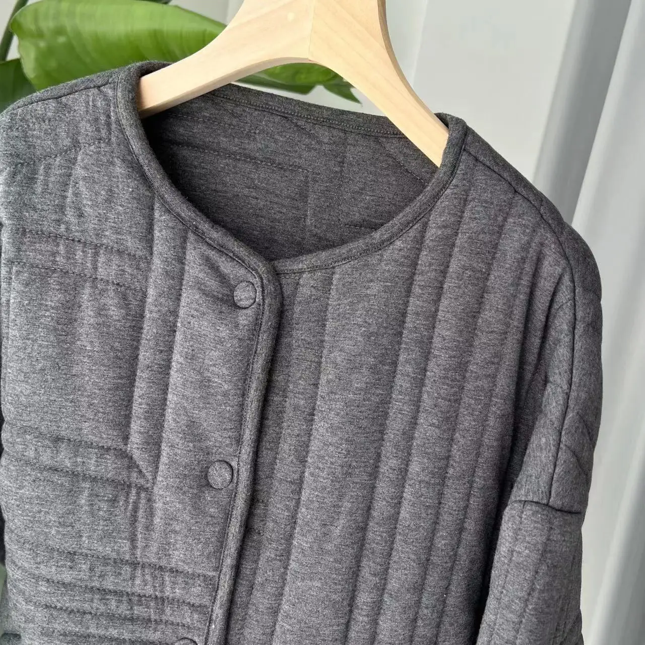 Осень-зима новинка TOT женская куртка на хлопковой подкладке льняная серая