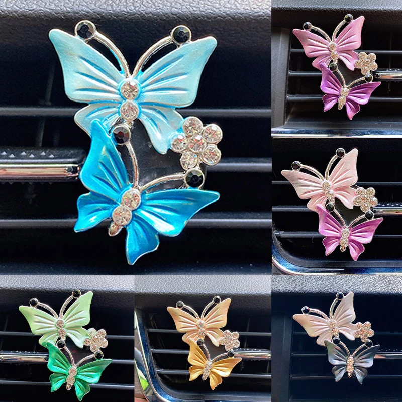 

Air Freshener Butterfly Car-styling Car Perfume Natural Smell Air Conditioner Butterfly Diamond Aromatherapy Clip Car Accessory