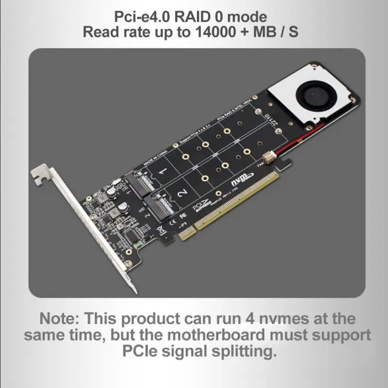 Двусторонняя 4-дисковая плата NVME Raid PCI-E X16 раздельная до M.2 M-key адаптер расширения
