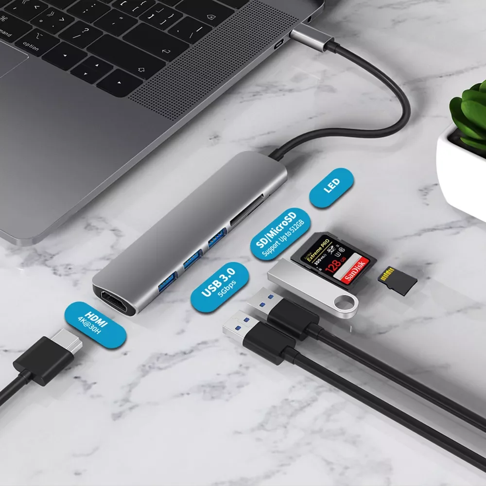 USB 3.0 Type-C Hub к HDMI адаптеру 4K Thunderbolt 3 C с 1 TF SD Reader слот для MacBook Pro/Air/Huawei Mate |