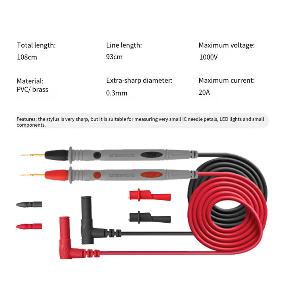 

Lead Multimeter Test Lead Alligator Brass Cable Crocodile Clips Needle PVC Probe Test Leads Probes Sharp Testing