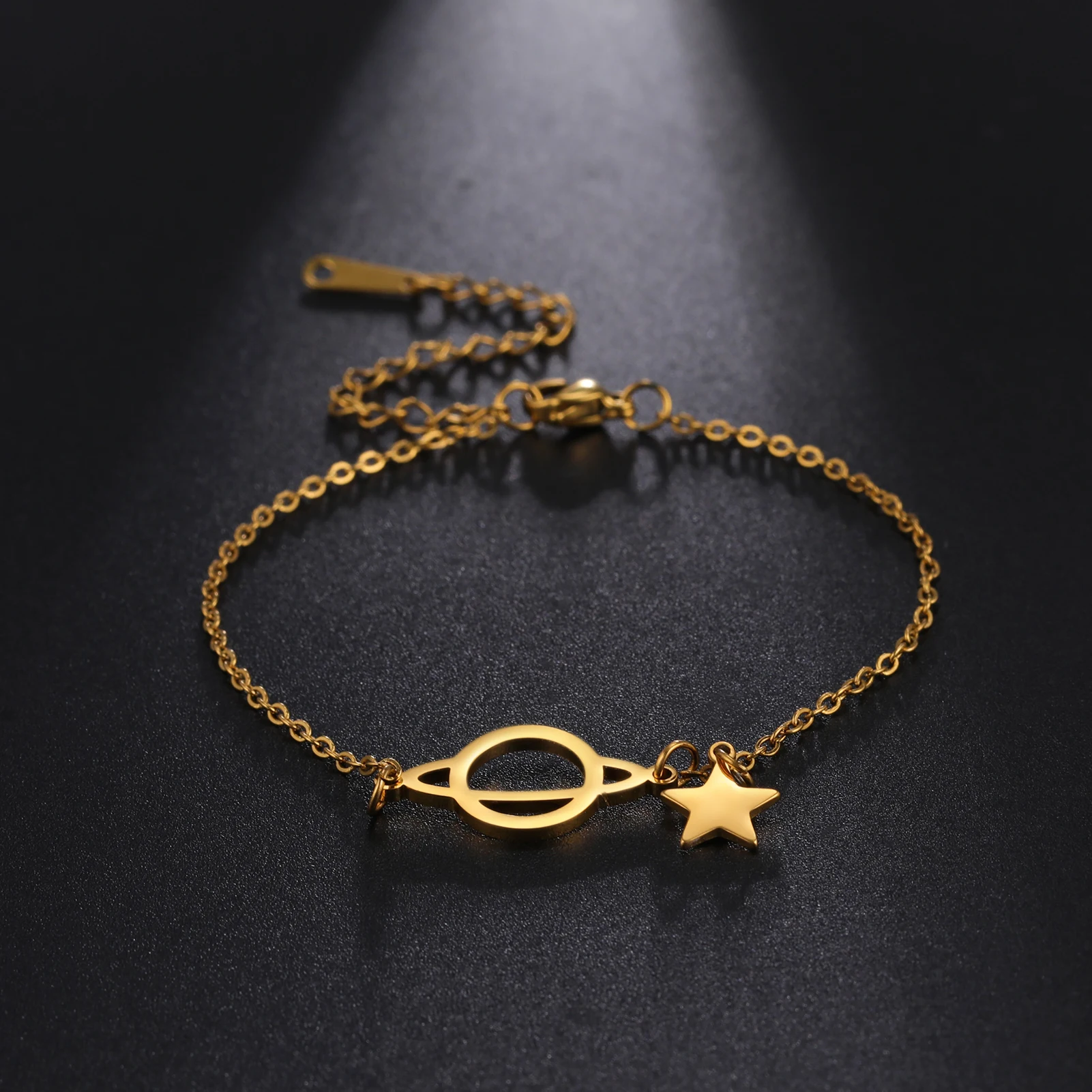 

Jeshayuan Planet Trajectories And Star Pendant Bracelets Jewelry Women Stainless Steel Link Chain Bracelets Pulseras Mujer