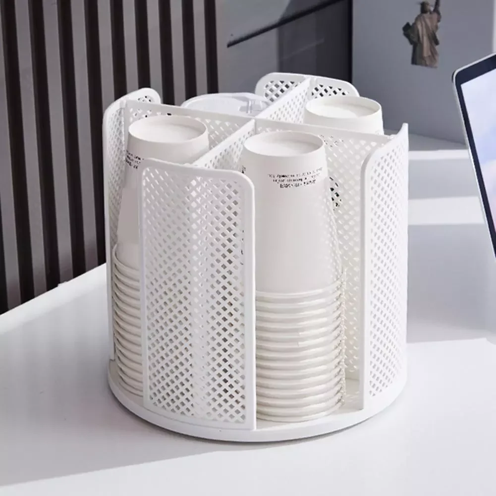 

NEW2023 Paper Cup Organizer Practical 4 Grids Plastic Dining Table Countertop Paper Cup Sundries Storage Shelf for Dorm