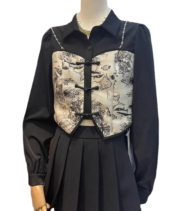 Рубашки в китайском национальном стиле Wp em короткий кардиган женский осенний Топ